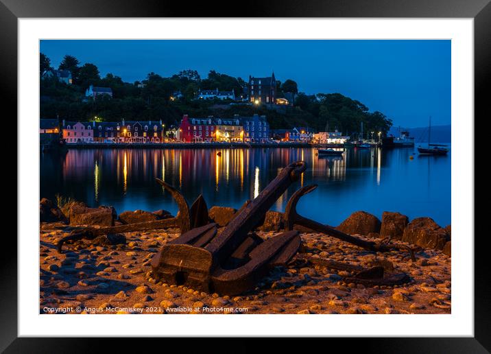 Anchor on quayside at Tobermory by night Framed Mounted Print by Angus McComiskey