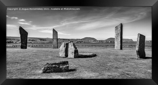 Standing Stones of Stenness, Mainland Orkney mono Framed Print by Angus McComiskey