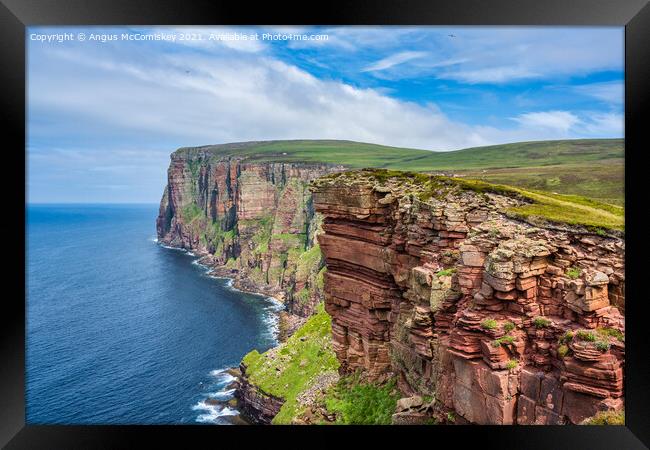 Red sandstone cliffs, Isle of Hoy, Orkney Framed Print by Angus McComiskey