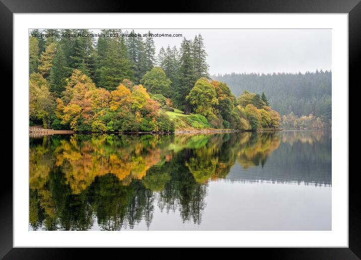 Misty autumn reflections on Loch Ard, Trossachs Framed Mounted Print by Angus McComiskey