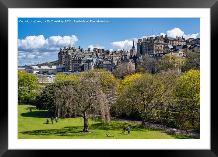 Princes Street Gardens and Edinburgh Old Town Framed Mounted Print by Angus McComiskey