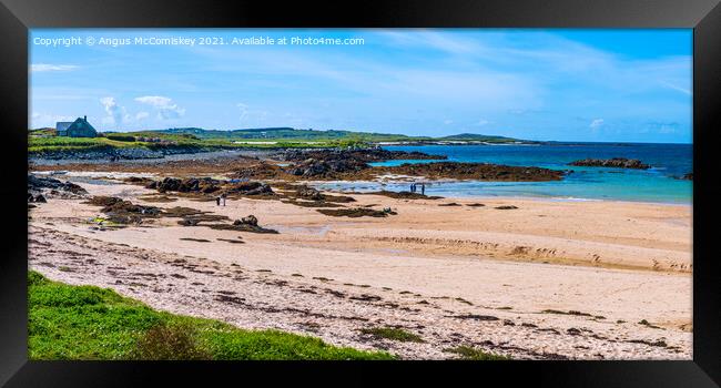 Sandy beach at Mannin Bay, County Galway panorama Framed Print by Angus McComiskey