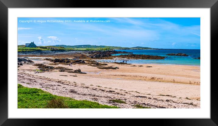 Sandy beach at Mannin Bay, County Galway panorama Framed Mounted Print by Angus McComiskey