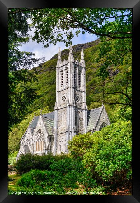 Church at Kylemore Abbey, County Galway Framed Print by Angus McComiskey