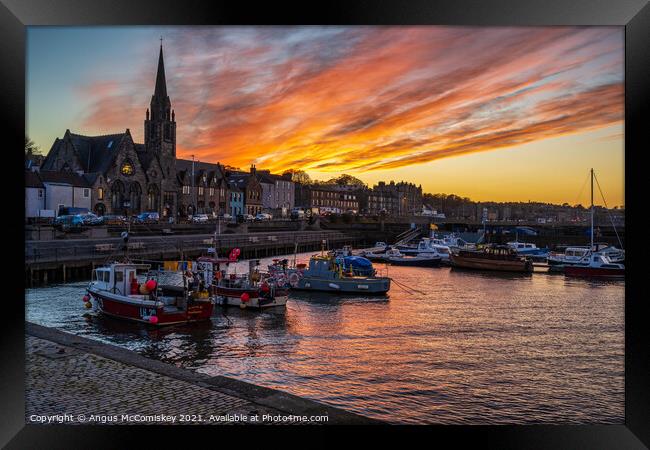 Fishing boats in Newhaven Harbour, Edinburgh Framed Print by Angus McComiskey