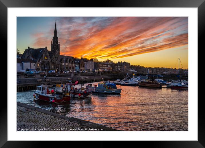 Fishing boats in Newhaven Harbour, Edinburgh Framed Mounted Print by Angus McComiskey