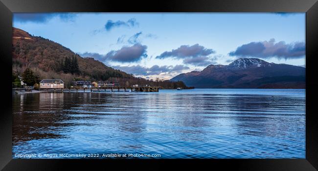 Luss Pier and Ben Lomond Panorama Framed Print by Angus McComiskey