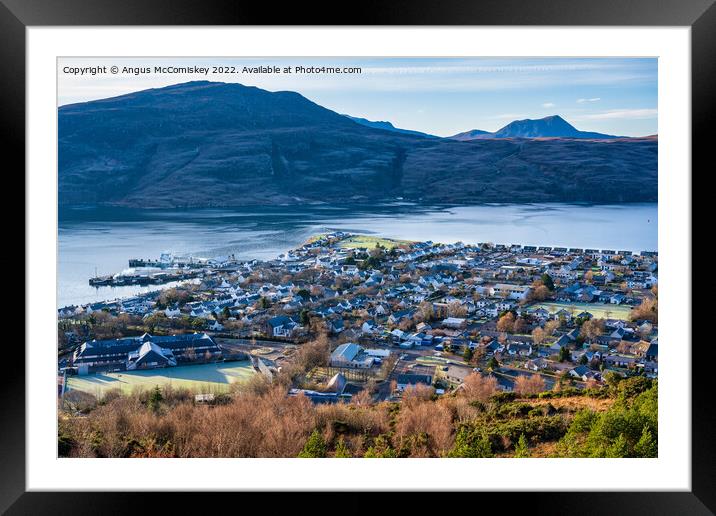 Looking down on Ullapool from Ullapool Hill Framed Mounted Print by Angus McComiskey