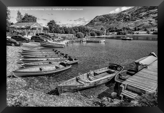 St Patrick’s Boat Landing Ullswater mono Framed Print by Angus McComiskey