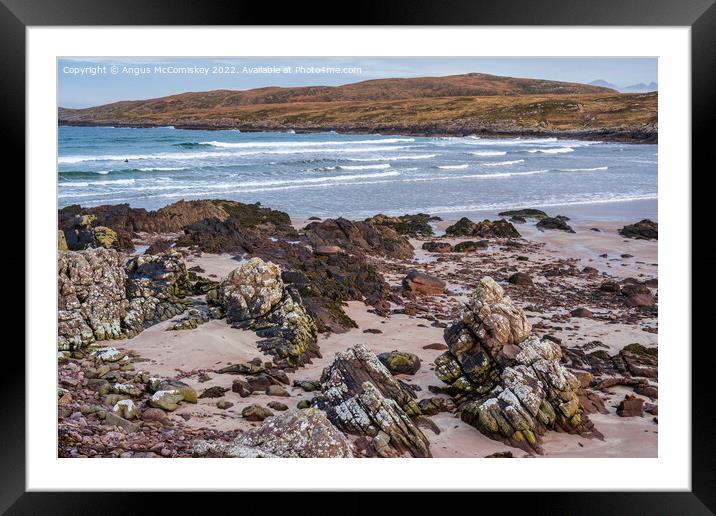 Achnahaird Bay surfer, Coigach Peninsula Scotland Framed Mounted Print by Angus McComiskey