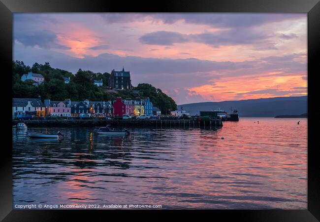 Tobermory harbour at daybreak Framed Print by Angus McComiskey