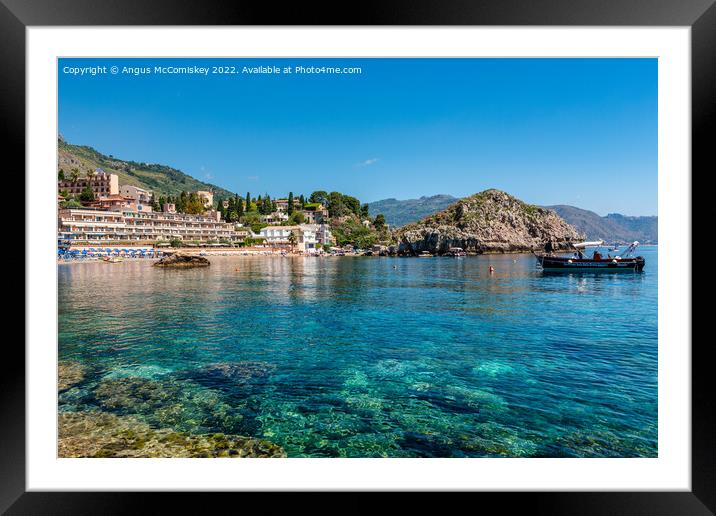 Bay of Mazzaro, Taormina, Sicily Framed Mounted Print by Angus McComiskey