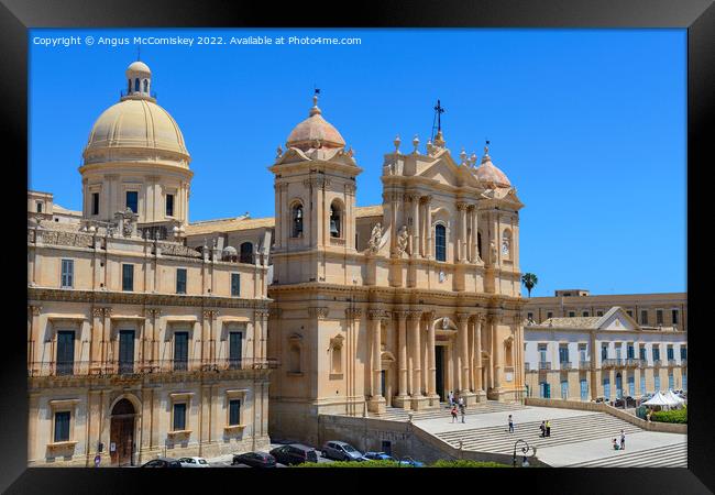 Dome and towers of Noto Cathedral, Sicily Framed Print by Angus McComiskey