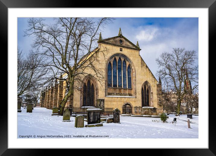 Greyfriars Kirk and Kirkyard in snow, Edinburgh Framed Mounted Print by Angus McComiskey