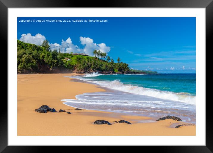 Secret Beach on Kauai Island in Hawaii Framed Mounted Print by Angus McComiskey