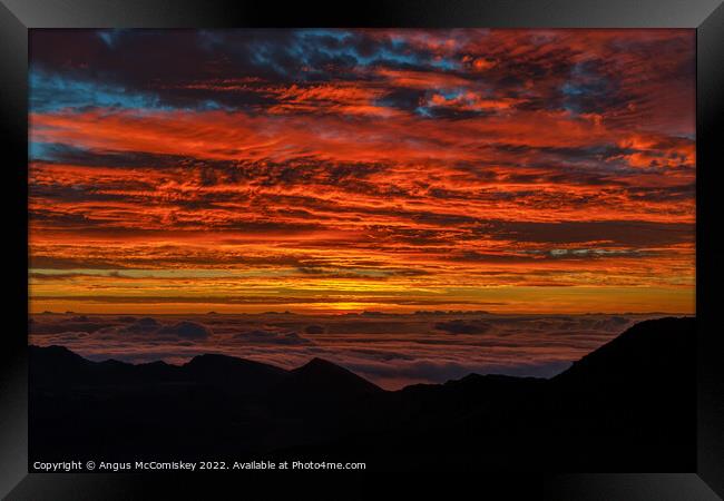 Sunrise from summit of Haleakala on Maui, Hawaii Framed Print by Angus McComiskey