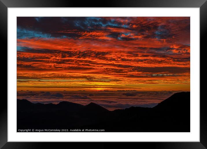 Sunrise from summit of Haleakala on Maui, Hawaii Framed Mounted Print by Angus McComiskey