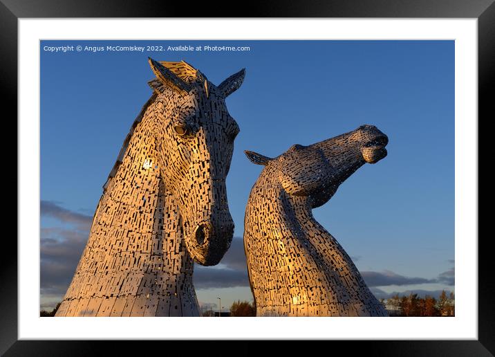 The Kelpies at golden hour Framed Mounted Print by Angus McComiskey