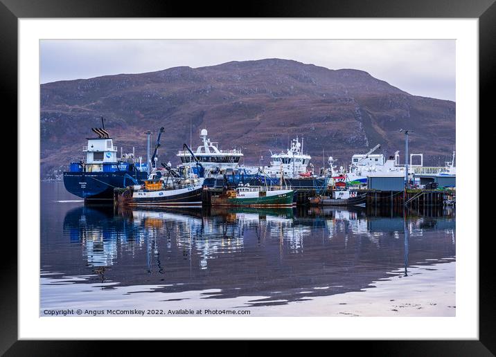 Ullapool harbour reflections, Wester Ross Framed Mounted Print by Angus McComiskey