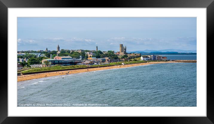 St Andrews East Sands beach in Fife panorama Framed Mounted Print by Angus McComiskey