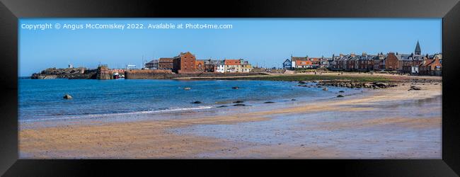 North Berwick harbour from West Bay Beach panorama Framed Print by Angus McComiskey