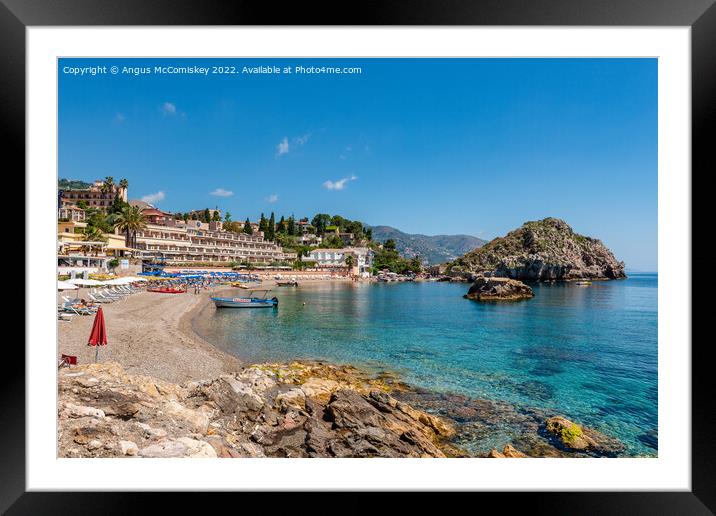 Mazzaro Beach, Taormina, Sicily Framed Mounted Print by Angus McComiskey