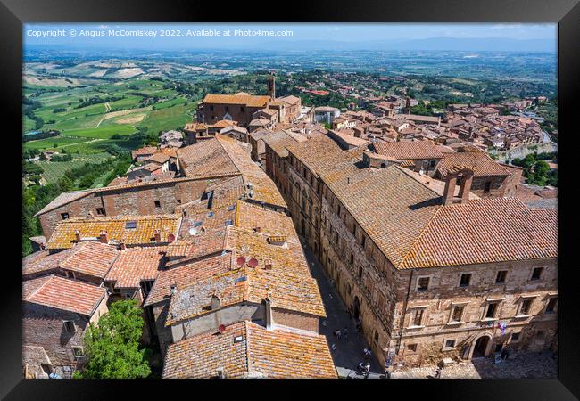 Across the rooftops of Montepulciano, Tuscany Framed Print by Angus McComiskey