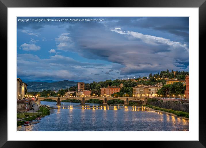 Dusk on the Arno in Florence, Tuscany Framed Mounted Print by Angus McComiskey