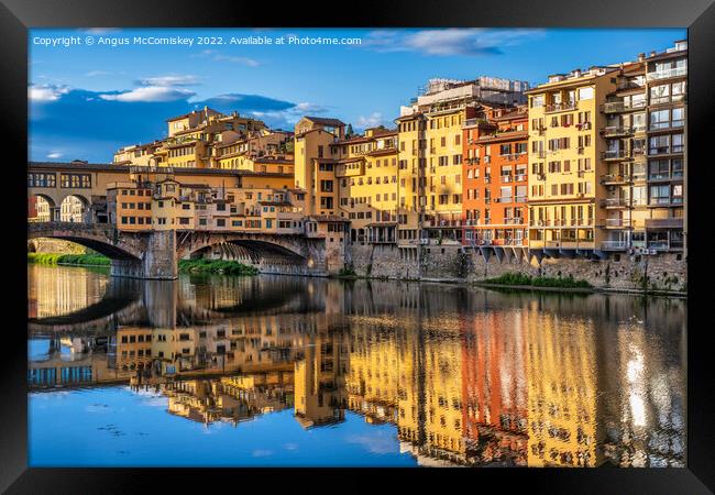 Ponte Vecchio at golden hour, Florence, Tuscany Framed Print by Angus McComiskey