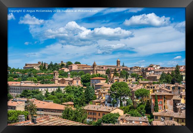 Across the rooftops of Perugia, Umbria Framed Print by Angus McComiskey