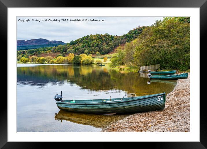 Beached boats on Lake of Menteith Framed Mounted Print by Angus McComiskey