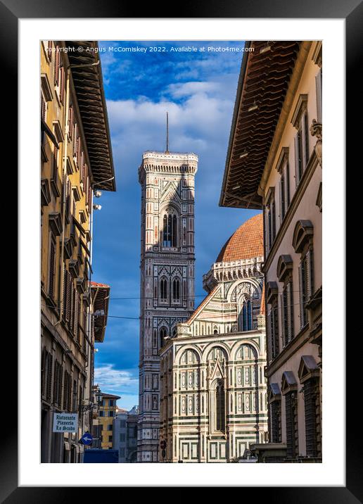 Campanile and Duomo at sunrise, Florence, Tuscany Framed Mounted Print by Angus McComiskey