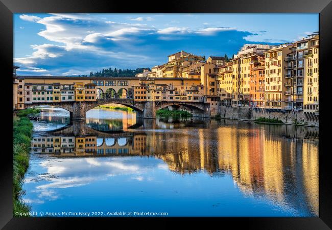 Ponte Vecchio at sunrise, Florence, Tuscany Framed Print by Angus McComiskey