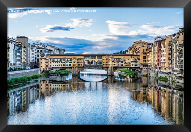Ponte Vecchio at dawn, Florence, Tuscany Framed Print by Angus McComiskey