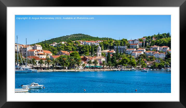 Panoramic view of seafront at Cavtat in Croatia Framed Mounted Print by Angus McComiskey