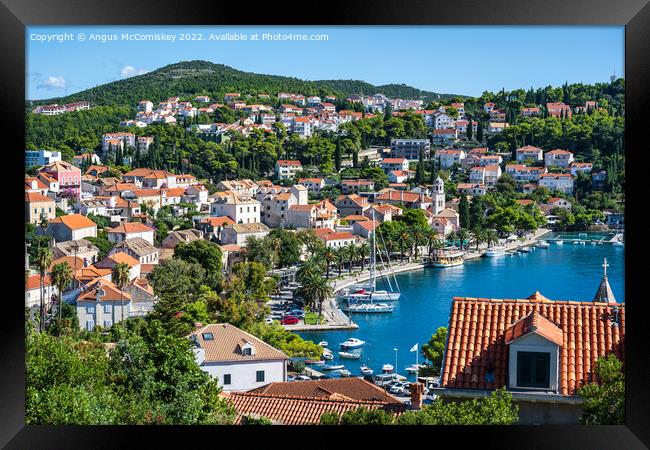 Looking down on Cavtat harbour in Croatia Framed Print by Angus McComiskey