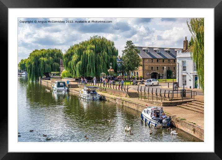 Boats on the River Great Ouse at Ely Framed Mounted Print by Angus McComiskey