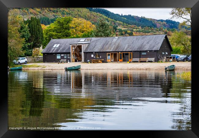 Lake of Menteith Fisheries cabin, Port of Menteith Framed Print by Angus McComiskey