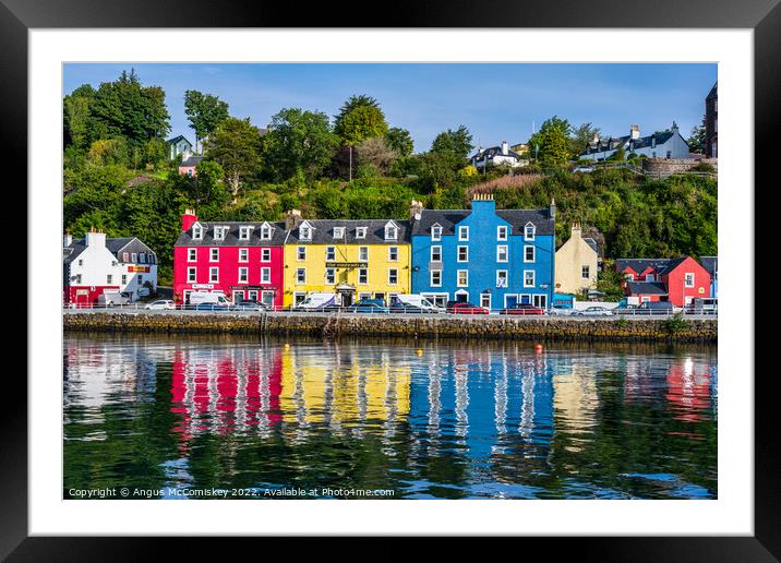 Mishnish Hotel on Main Street Tobermory waterfront Framed Mounted Print by Angus McComiskey
