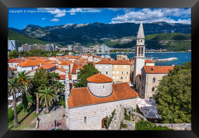 Across the red tiled rooftops of Budva, Montenegro Framed Print by Angus McComiskey