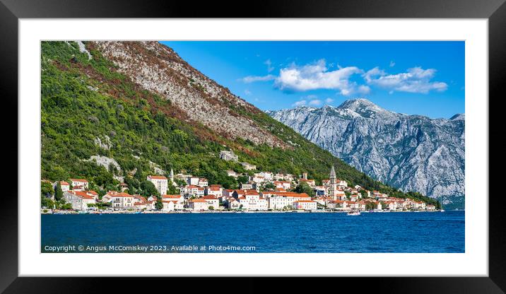 Old town of Perast on Bay of Kotor in Montenegro Framed Mounted Print by Angus McComiskey