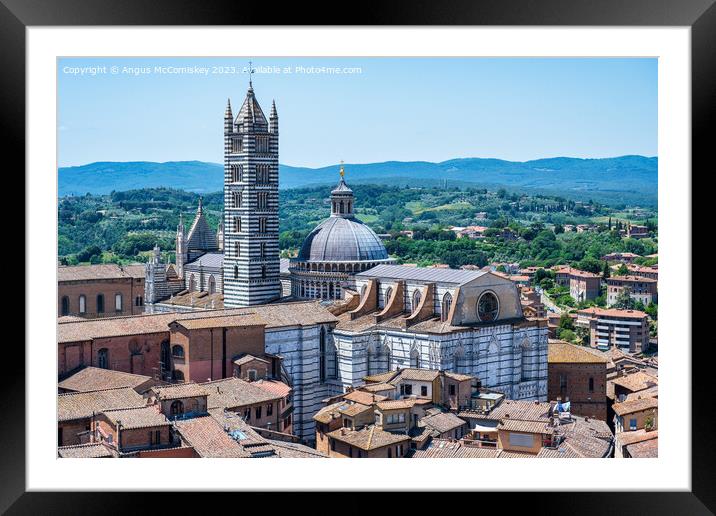 Aerial view of Duomo and Campanile, Siena, Tuscany Framed Mounted Print by Angus McComiskey