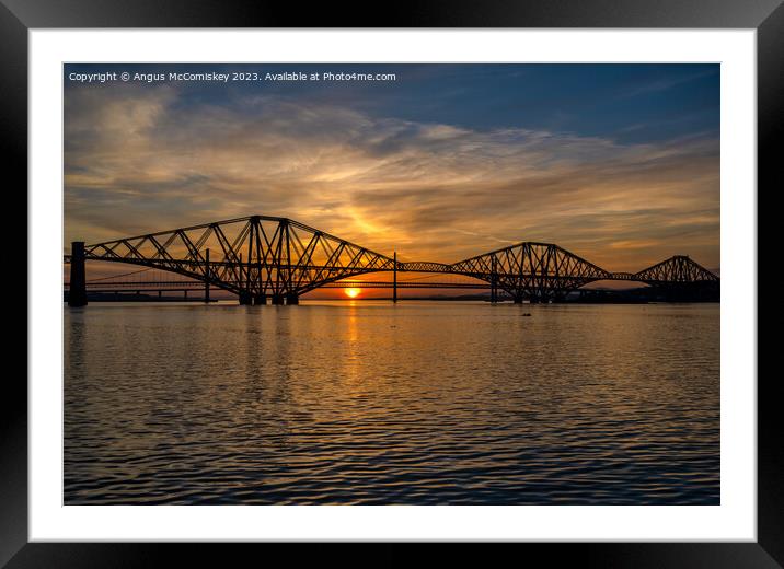 Forth Bridges at sunset Framed Mounted Print by Angus McComiskey