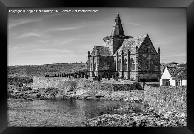 St Monans Auld Kirk in East Neuk of Fife mono Framed Print by Angus McComiskey