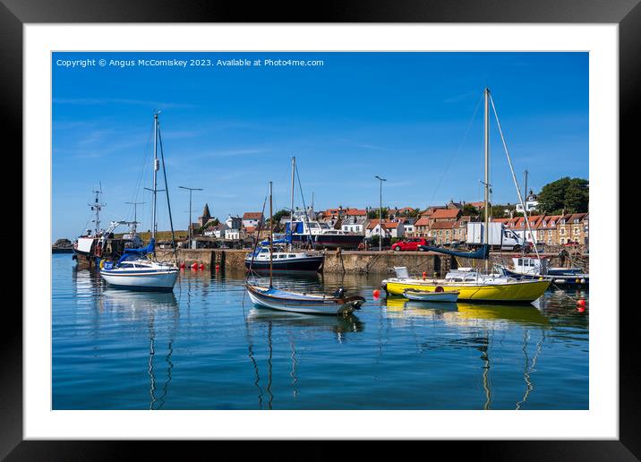 Colourful Boats moored in St Monans harbour Framed Mounted Print by Angus McComiskey