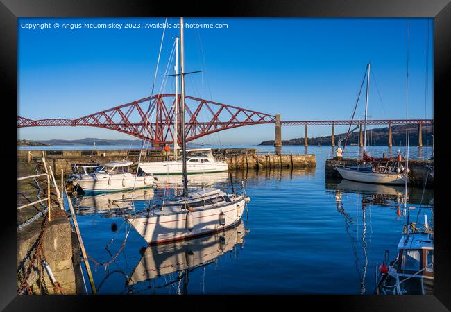 Yachts moored in South Queensferry harbour Framed Print by Angus McComiskey