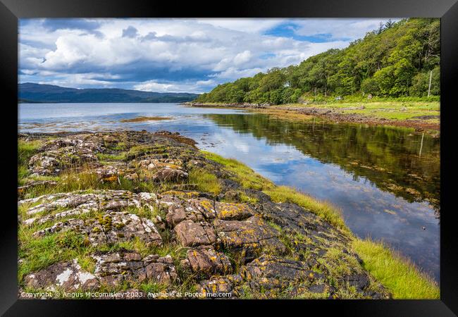 Carnoch River and Loch Sunart, Ardnamurchan Framed Print by Angus McComiskey