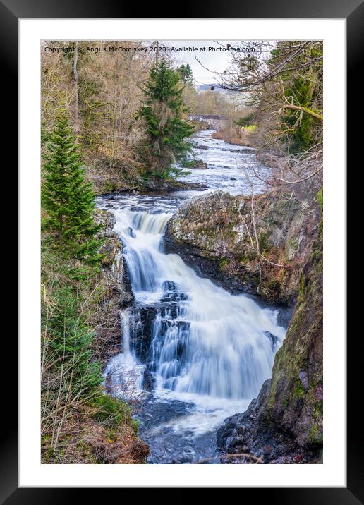 Reekie Linn waterfall on River Isla Scotland Framed Mounted Print by Angus McComiskey