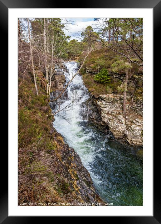 Waterfall on River Lui near Braemar in Scotland Framed Mounted Print by Angus McComiskey