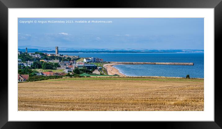 Panoramic view of St Andrews East Sands beach Fife Framed Mounted Print by Angus McComiskey